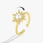 Bague femme anti stress soleil perle 1