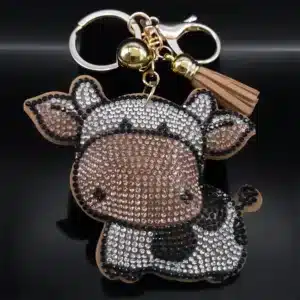 Porte-clés femme vache brillante rigolote 1
