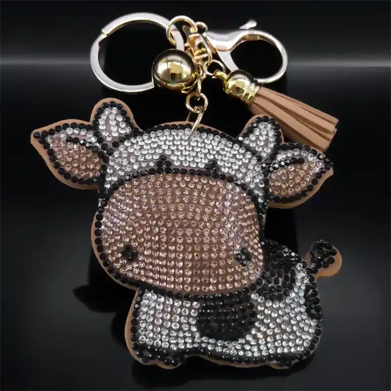 Porte-clés femme vache brillante rigolote 1