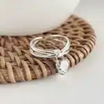 Bague femme pendentif coeur brillant 1