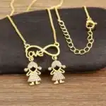 Collier couple lesbienne doré strass 1