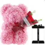 Ours en roses éternelles Saint Valentin avec bouquet 2