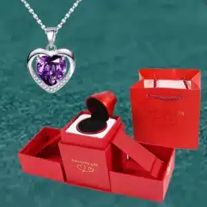 Boite bijoux rose éternelle collier coeur brillant 1