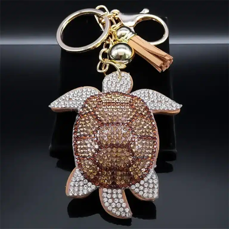 Porte-clés femme tortue brillante 1