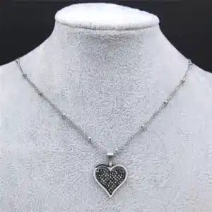 Collier couple femme coeur strass brillant 4