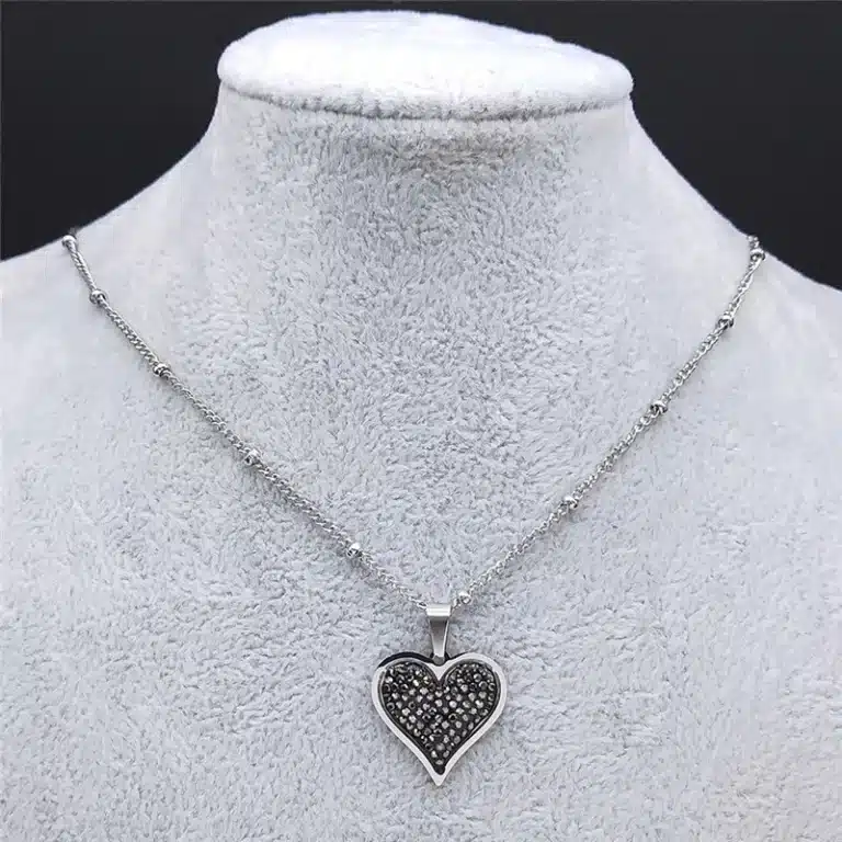 Collier couple femme coeur strass brillant 4