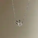 Collier femme breloque double coeurs 1