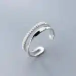Bague femme double anneau lisse et brillant 1