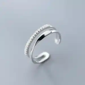 Bague femme double anneau lisse et brillant 1