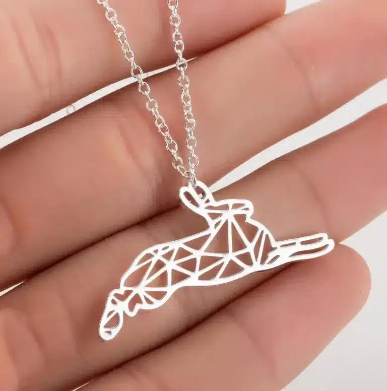 Collier femme lapin géométrique acier 1