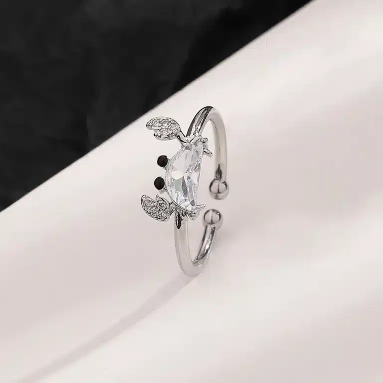 Bague femme crabe argenté 4