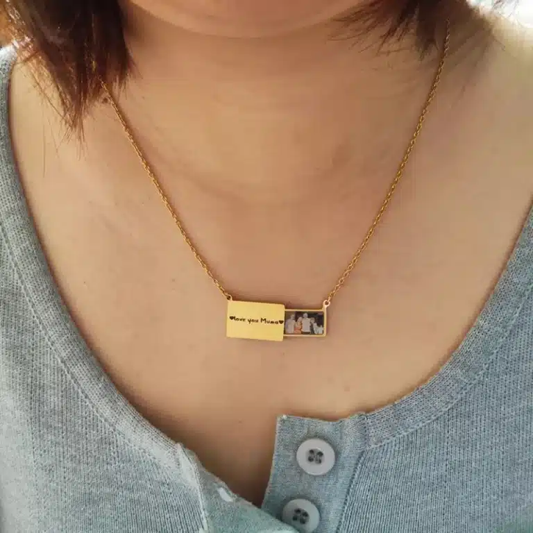 Collier femme personnalisé photo coulissant 2