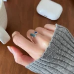 Bague femme design pierres bleues 2