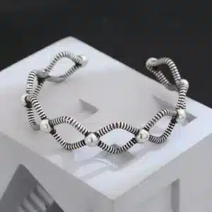 Bracelet double vagues géométrique moderne 1