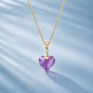 Collier femme améthyste coeur