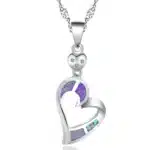Collier femme coeur opale multicolore 8