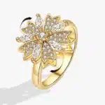 Bague femme anti stress fleur dorée brillante 2