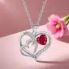 Collier femme double cœur argent st valentin 1