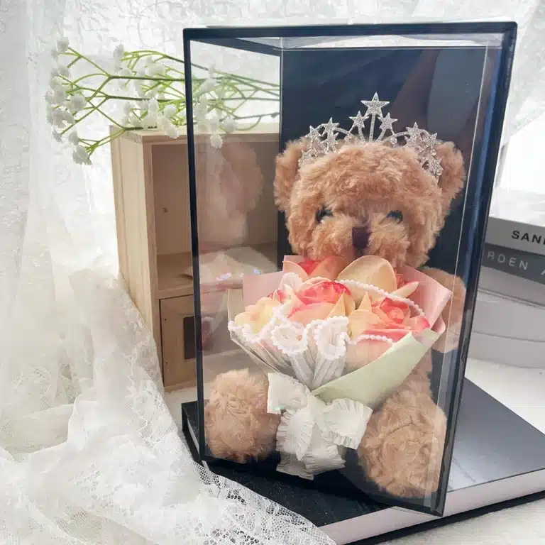 Ours en peluche avec bouquet de roses 3
