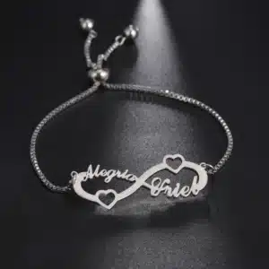 Bracelet femme infini prénoms cœurs 1
