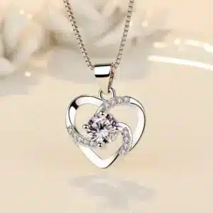 Collier femme coeur spirale brillante 1
