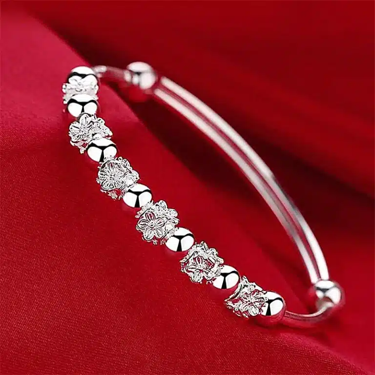 Bracelet jonc femme motif fleurs 1