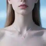 Collier femme cœur fleur argent pierre couleur 2