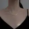 Collier femme chaine perlée argentée 1