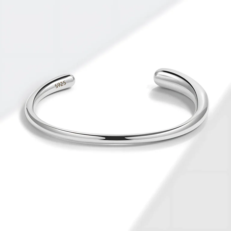 Bracelet jonc ajustable argent femme 1