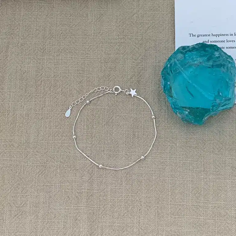 Bracelet femme argent étoile perles espacées 1