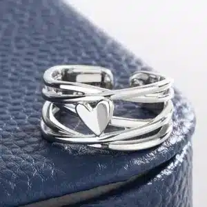 Bague cœur entrelacé argent 1