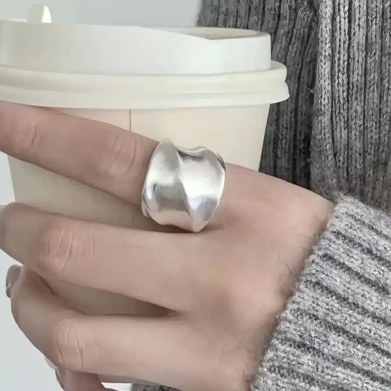 Bague femme argent ondulée 1