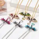 Collier couple punk dragon coloré 1