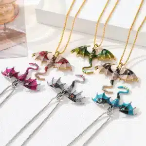 Collier couple punk dragon coloré 1