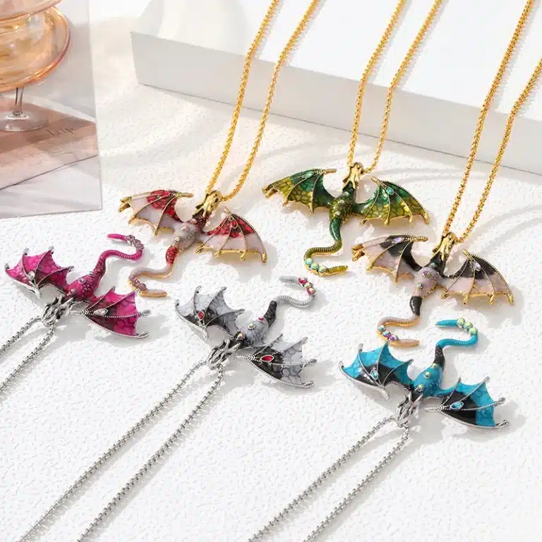 Collier couple punk dragon coloré 1