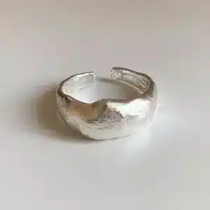 Bague femme épaisse texturée acier 1