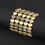 Bracelet femme coeurs épais dorés 5