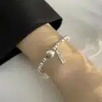 Bracelet perles facettées argent 1