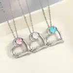 Collier femme maman cœur pierre couleur 1