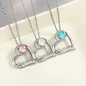 Collier femme maman cœur pierre couleur 1