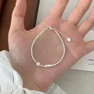 Bracelet femme argent dauphin perle 1