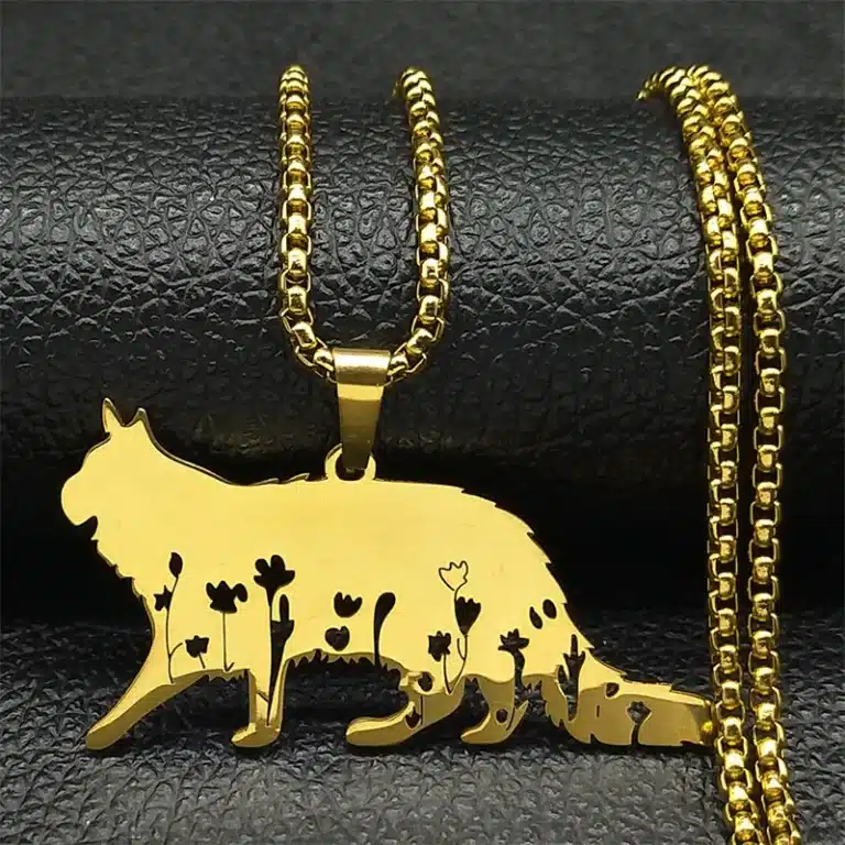 Collier femme chaton avec fleurs 3
