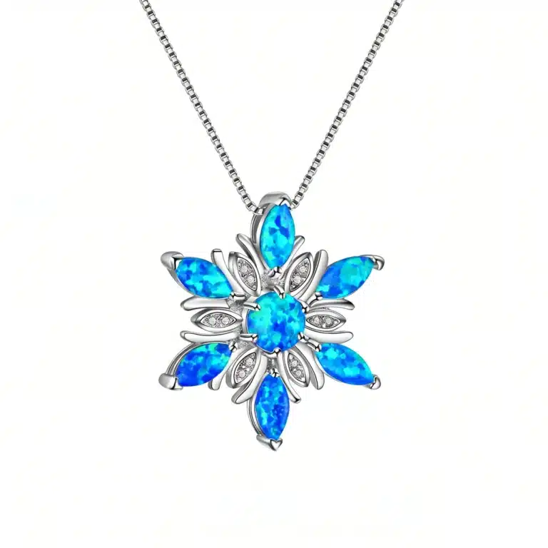 Collier femme flocon de neige opale 1