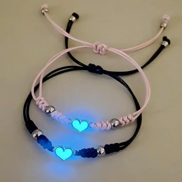 Bracelets couple coton coeurs lumineux 1