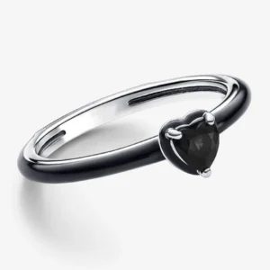bague femme cœur noir minimaliste 1
