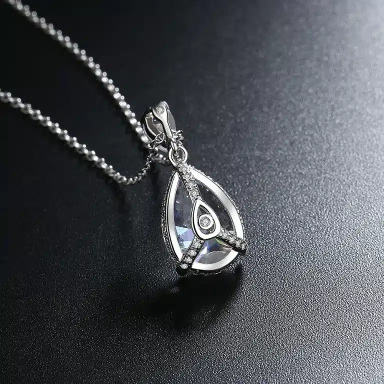 Collier femme goutte brillante strass 3