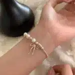 Bracelet femme perles et noeud lacets 1
