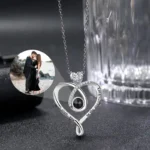 Collier femme photo projection coeur brillant 2