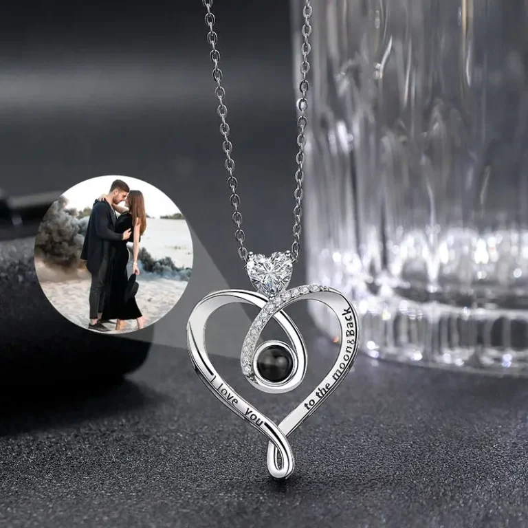 Collier femme photo projection coeur brillant 2