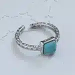 Bague femme argent ajouré pierre turquoise carrée 1